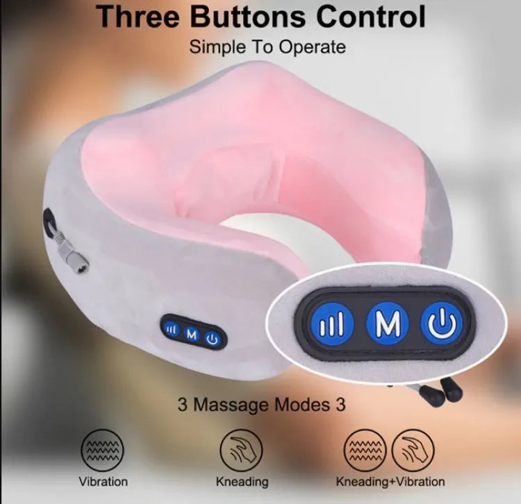 U Shaped Pillow Neck Massager USB Charging Portable Neck Shoulder Cervical Relaxing Massage