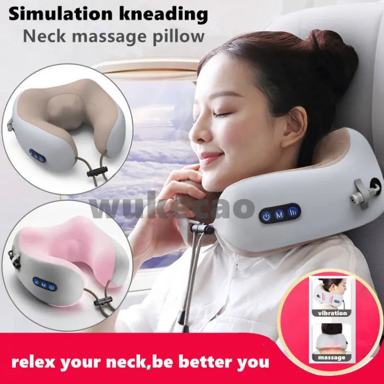 U Shaped Pillow Neck Massager USB Charging Portable Neck Shoulder Cervical Relaxing Massage