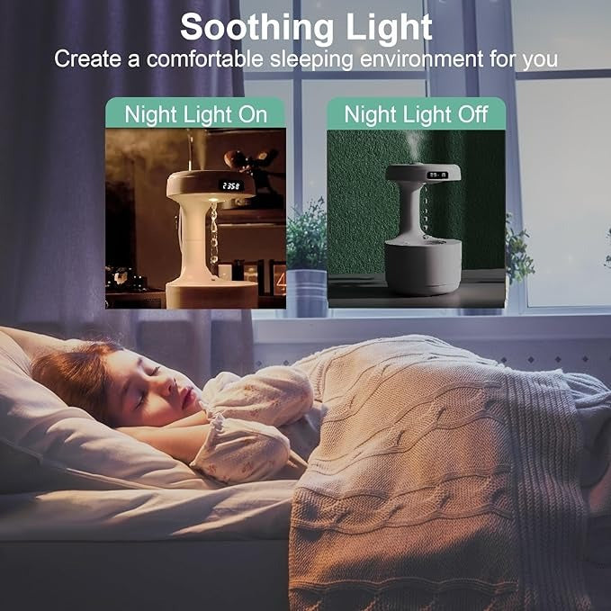 Smooth Sailing Antigravity Humidifier With Ultra-Quiet Performance, Water Drop Light Effects