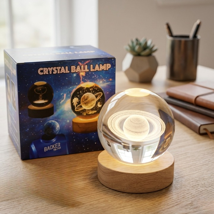 3D Crystal Ball Lamp | LED Crystal Galaxy Lamp For Room & Home Decoration | USB Crystal Ball Lamp  (Saturn Shape Only)